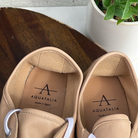 Aquatalia Flyn Water Resistant Platform Espadrille Sneaker In Cappuccino Size 9 - Picture 8 of 10